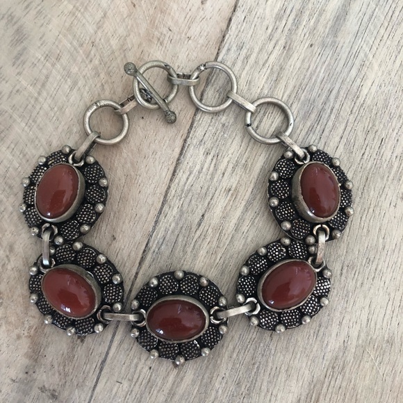 India Jewelry - Vintage Carnellian Bracelet Art Noveau Boho Adjustable